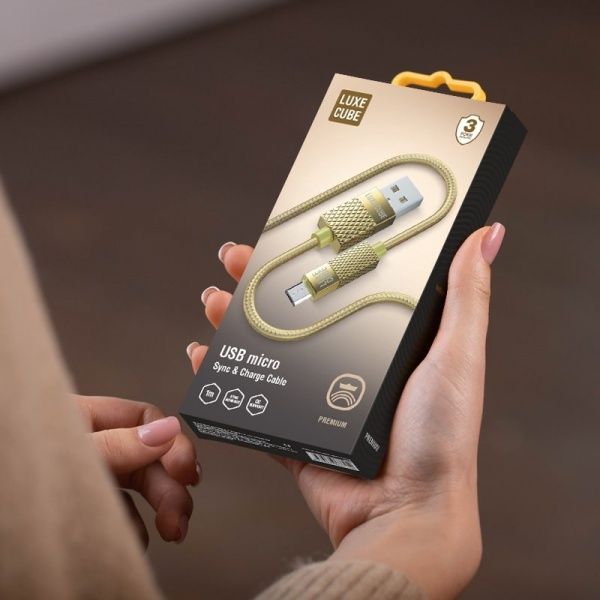 Кабель живлення Premium USB micro to USB 1 м золотий (8889986489885) 