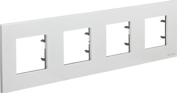 Рамка чотиримісна ABB ZENIT універсальна срібний N2274 PL