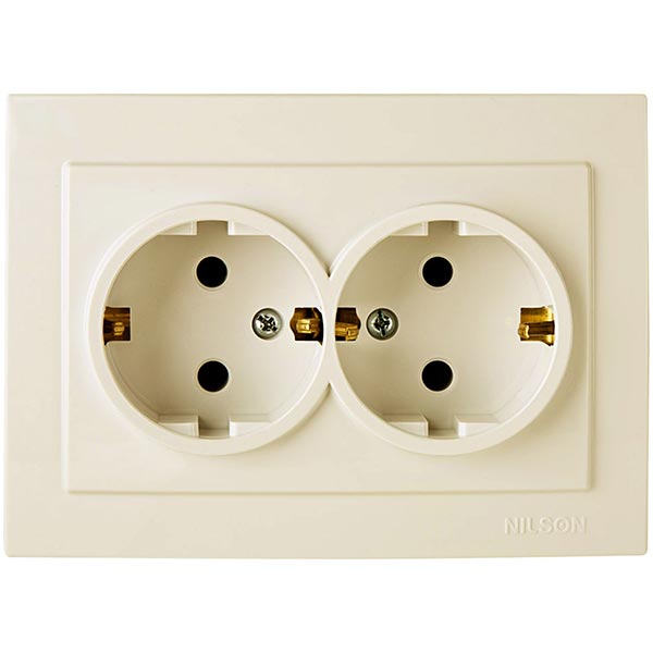 Розетка Nilson Touran 24121025 подвійна з заземленням кремова