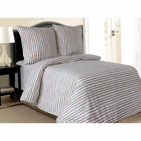 Комплект постельного белья Полоска Акварель семейный бежевый UP! (Underprice) 