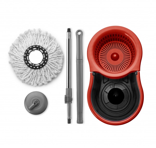 Комплект швабра и ведро с автоматическим отжимом для пола Eco Fabric 25 см 