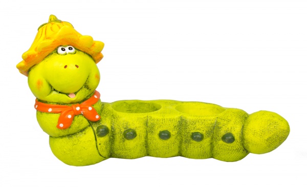 Декорация cадовая горшочек Гусеница