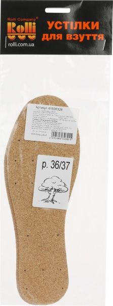 Устілки для взуття пробкові Роллі 36-37