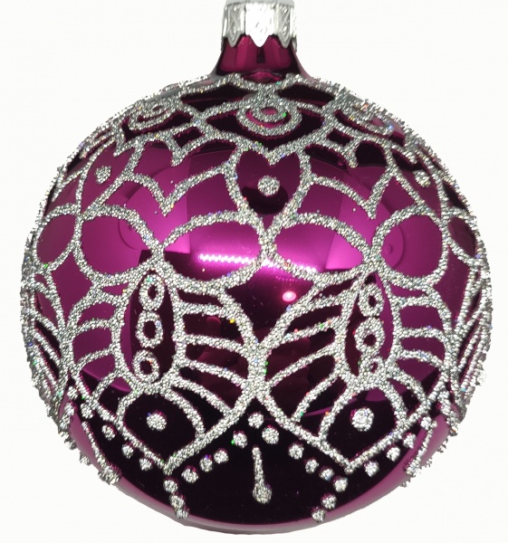 Шар новогодний 9513-3 100 мм малиновый