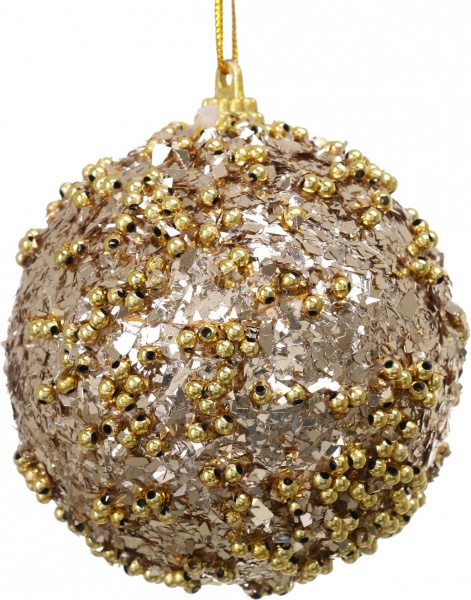 Елочная игрушка в форме шара с блестками и бусинками 8 см CAA126700 8 см 