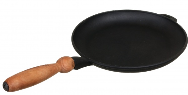 Сковорода для млинців чавунна з дерев'яною ручкою 24x2,5 см Т301 Maysternya