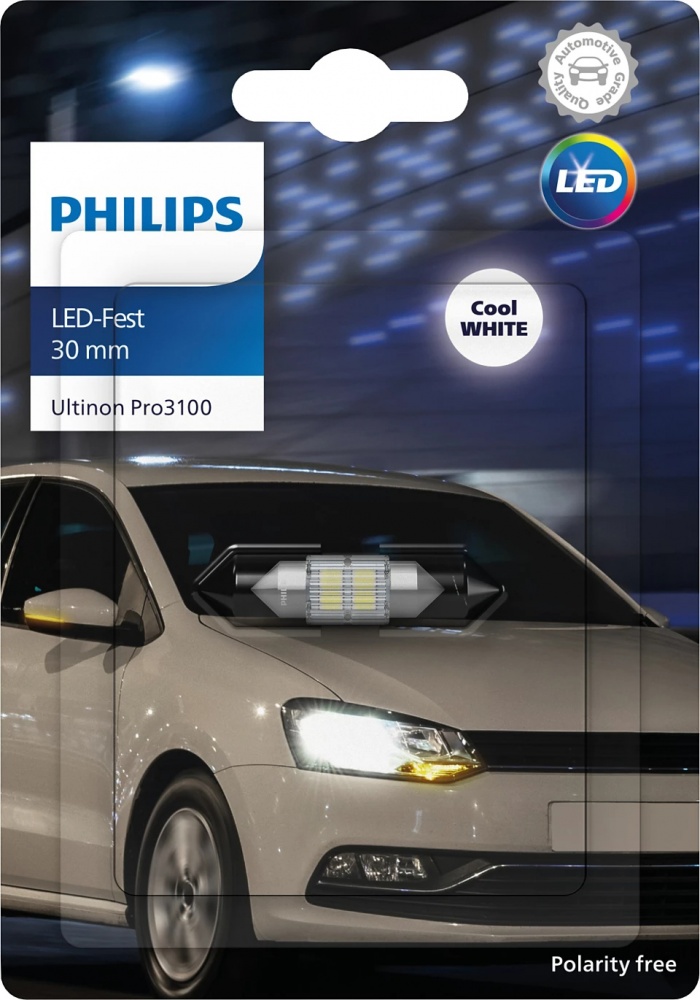 Автолампа светодиодная Philips Ultinon Pro3100 Festoon 30 mm 0,8 Вт 1 шт.(PS11860CU31B1)