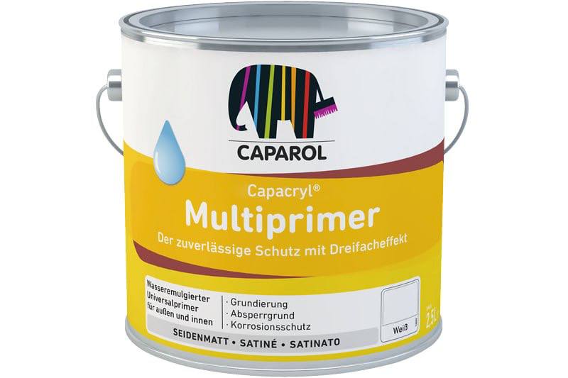 Грунтовка акриловая Caparol изолирующая для дерева и материала Aqua MultiPrimer шелковистый мат белая 2,5л — фото 1