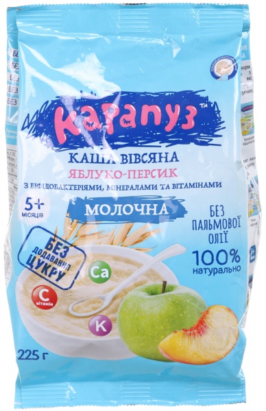 Каша молочная Карапуз от 5 месяцев Яблоко-персик 225 г 