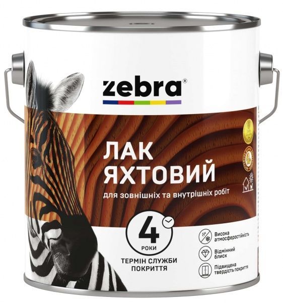 Лак яхтовий ZEBRA глянець 0,8кг прозорий