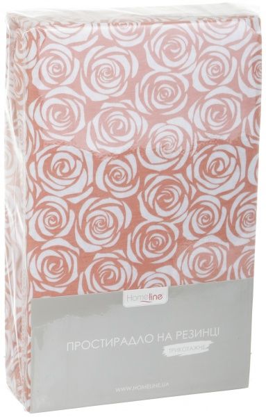 Простынь на резинке трикотажная Розы 160x200 см розовый с принтом Homeline 