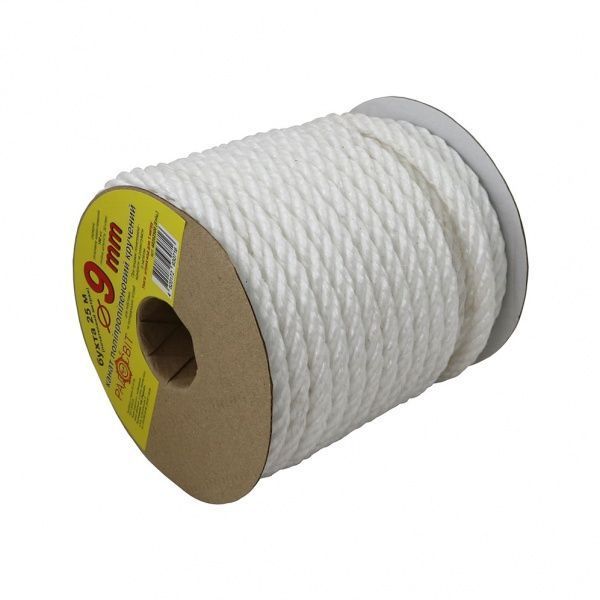 Канат Радосвіт полипропиленовый 9 мм 25 м белый
