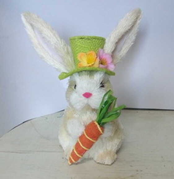 Декорация пасхальная кролик в шляпе B17C312 17х20 см