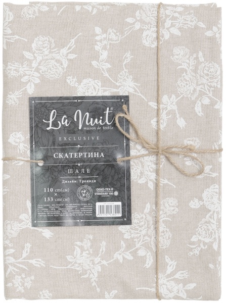 Скатертина Шале троянди 110x133 см бежевий La Nuit 