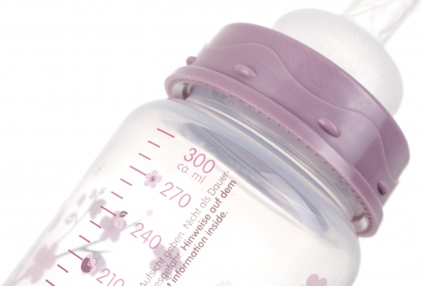 Бутылка детская BABY-NOVA з широкою шийкою Декор розовая