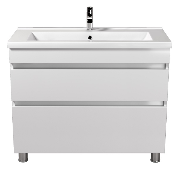 Тумба Мойдодыр Soft White 100 с умывальником Cosmopolitan 100 напольная