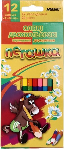 Олівці кольорові Пєгашка 12 шт. 24 кольори Marco