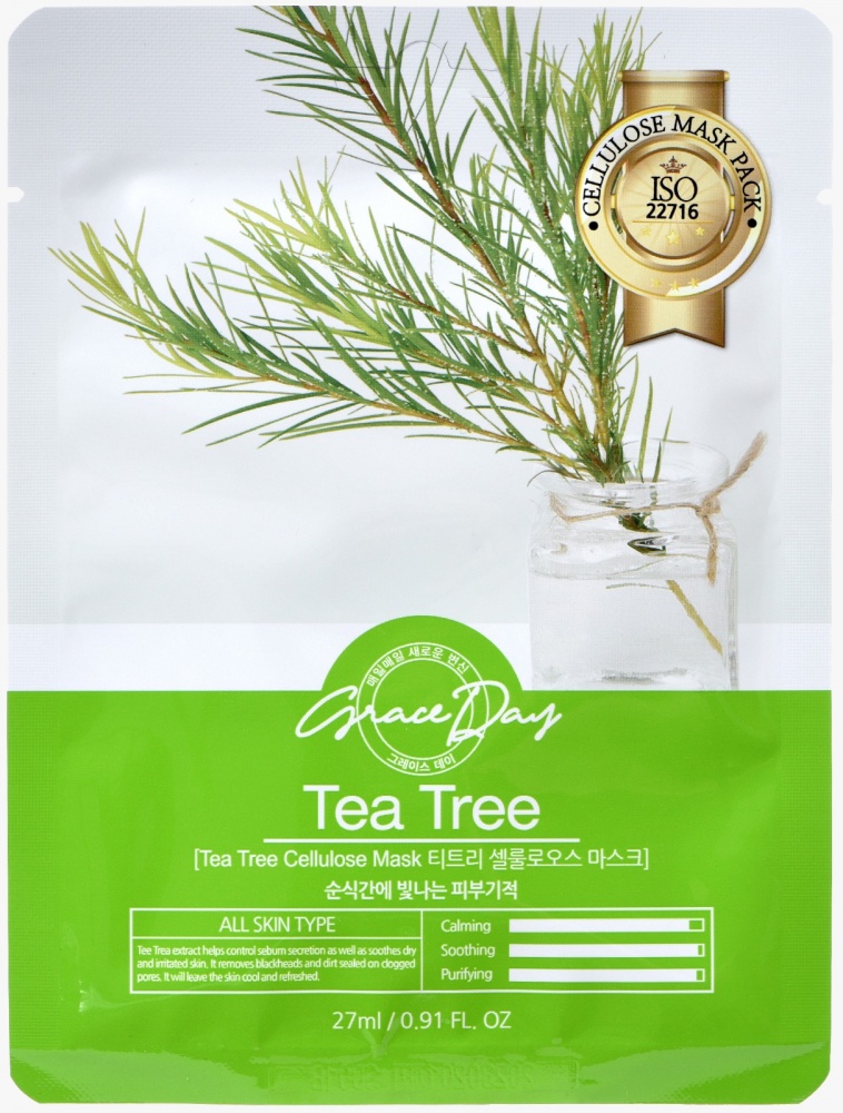 Маска тканинна для обличчя Grace Day з екстрактом чайного дерева 27 мл