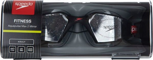 Очки для плавания Speedo AQUAPULSE_MAX_MIR_V3_AU 8-11766C730 one size серый с красным