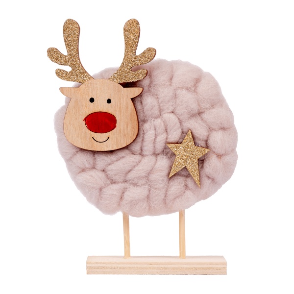 Декоративная новогодняя фигура Novogod'ko Олень жемчужно-серый 15 см 