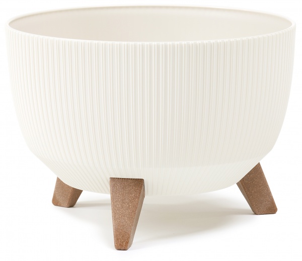 Горщик пластиковий Ламела Чаша Рома 330 джампер круглий 12,4 л крем (ROMA 330) 