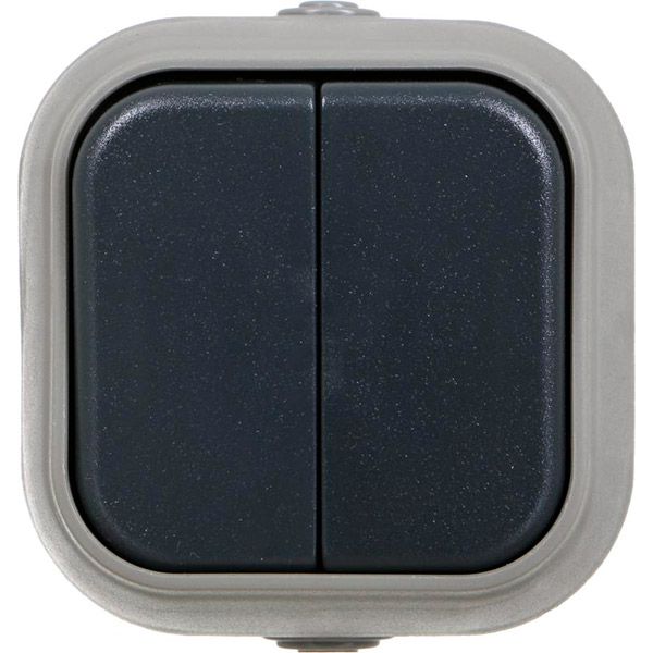 Вимикач двоклавішний UP! IP54 без підсвітки 10 А 250В сірий HSN-SWP.H2B54G2W1-GR