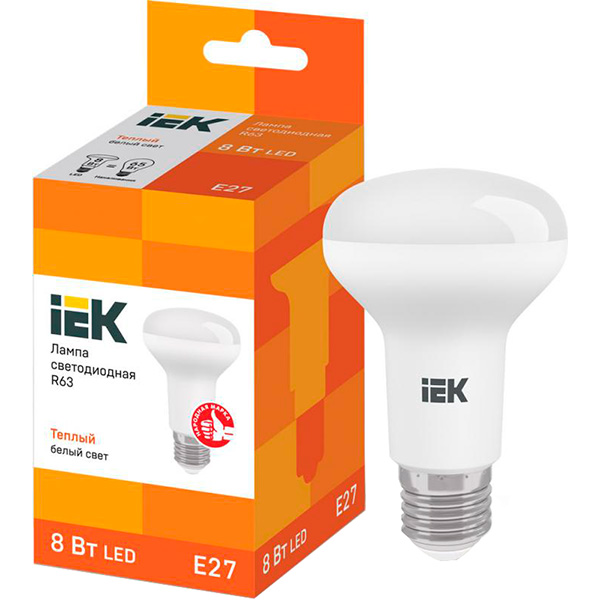Лампа світлодіодна IEK ECO 8 Вт R63 матова E27 220 В 3000 К