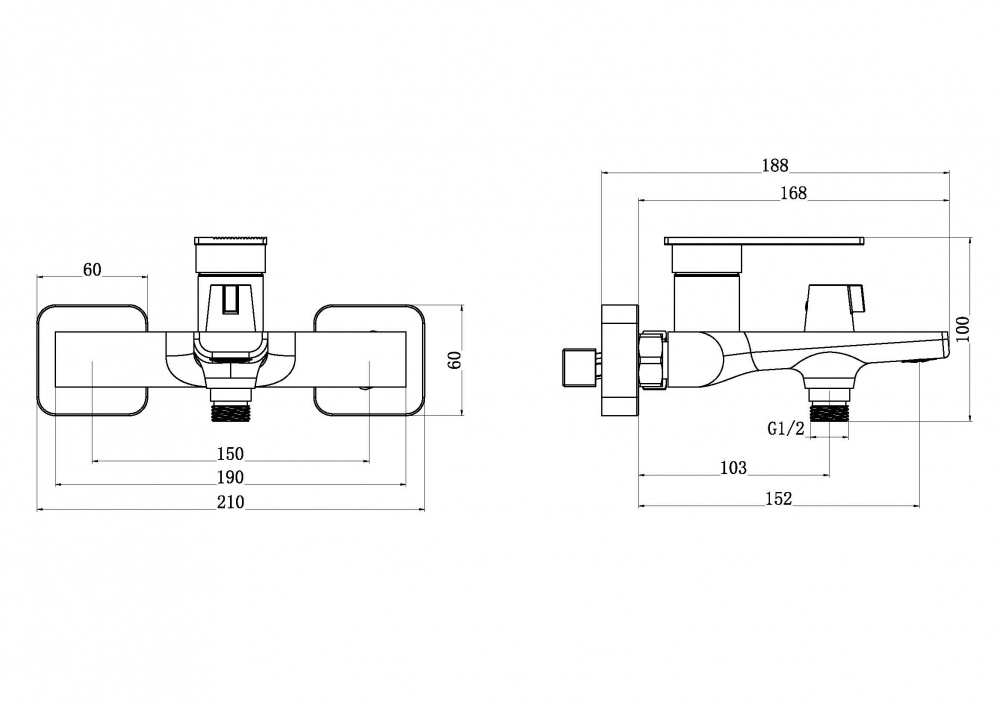 Смеситель для ванны Aqua Rodos Cuba 03 black matte