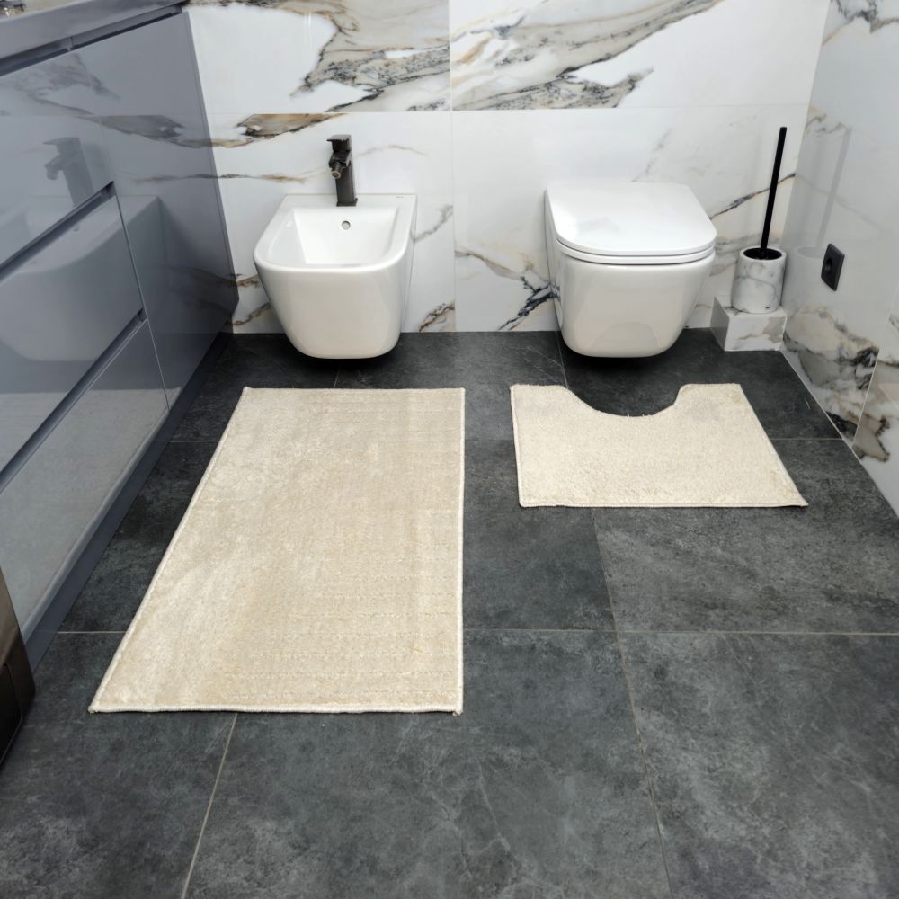 Набір килимків Dariana Joy 57х100 см + 57х50 см молочний абстракція