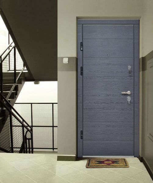 Двері вхідні Міністерство дверей КС-202+ (квартира) грифель горизонт / пломбір горизонт 2050x960мм ліві