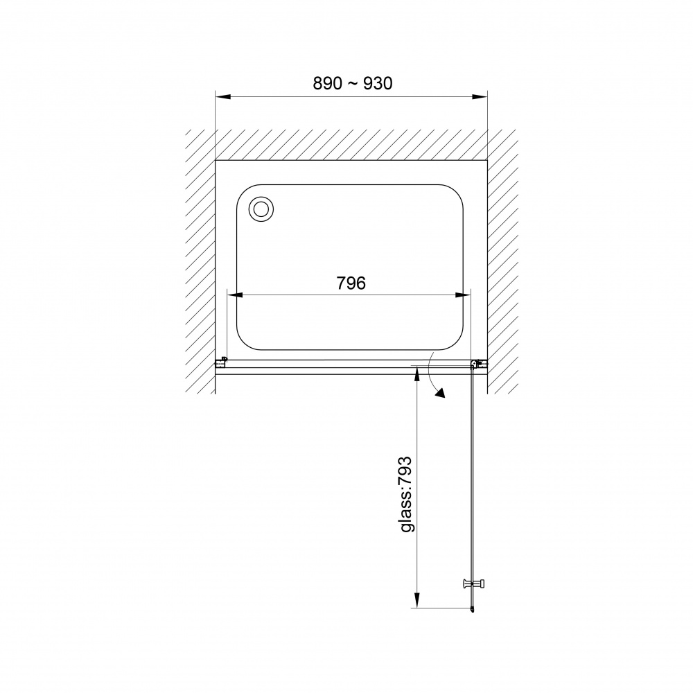 Душевые двери Koller Pool NS90GB NEON односекц. распашная Black 900x1900 мм стекло grape