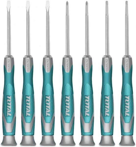 Набор отверток Total для точных работ 7 шт. SL 2.0 / 2.5 / 3.0 PH 00 / 0 T 6 / 8×50 мм THT250726