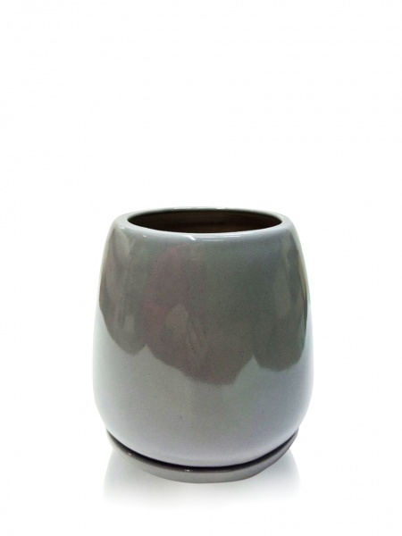 Вазон керамический Eterna 10,5х10,5х11 см овальный 1 л серая платина (203-11 сіра платина) 