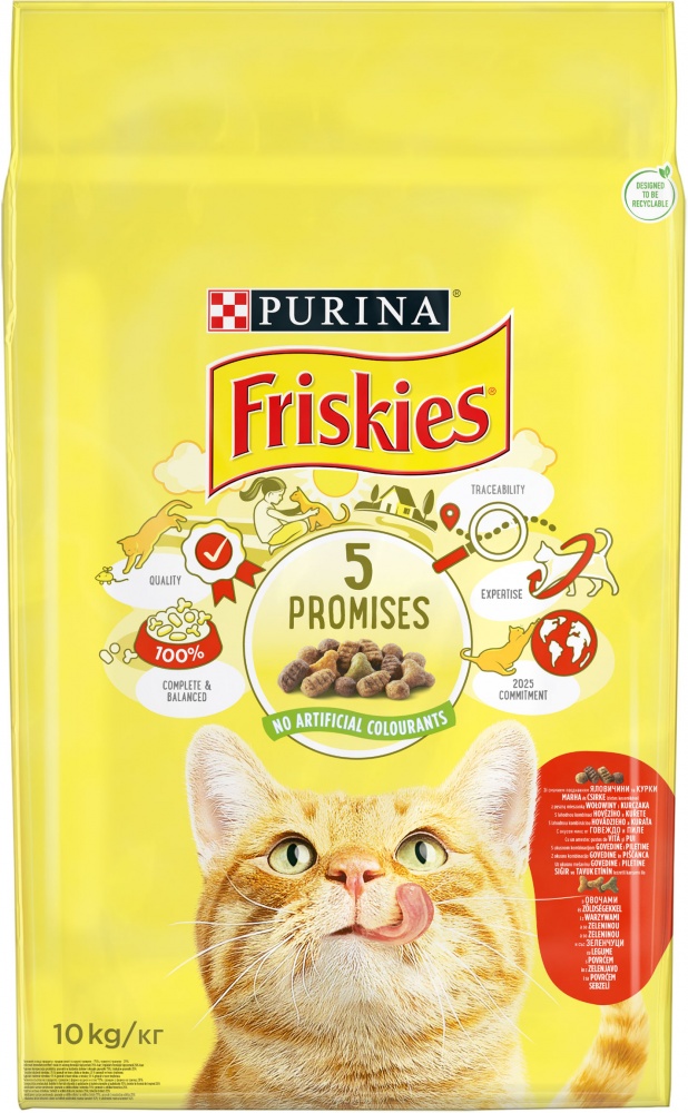 Корм сухий для котів Purina Friskies з яловичиною, куркою і овочами 10 кг