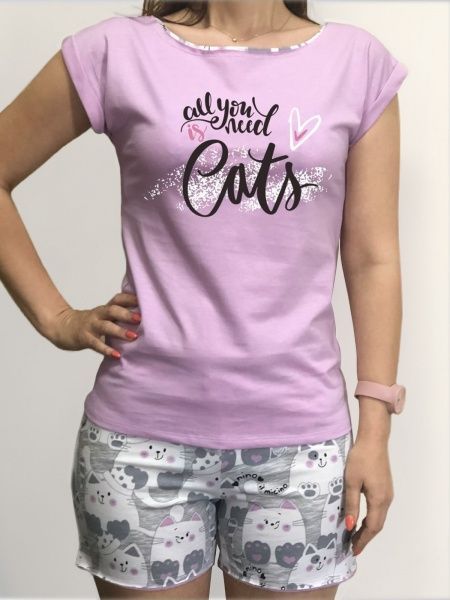 Пижама женская Roksana Cat 596/12223 р. XL фиолетовый 