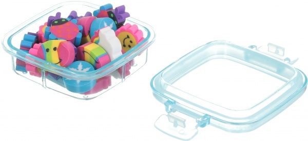 Набор ластиков в коробочке квадрат голубой