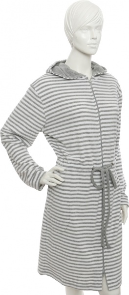 Халат женский Cawo Hood р. L серый с белым 