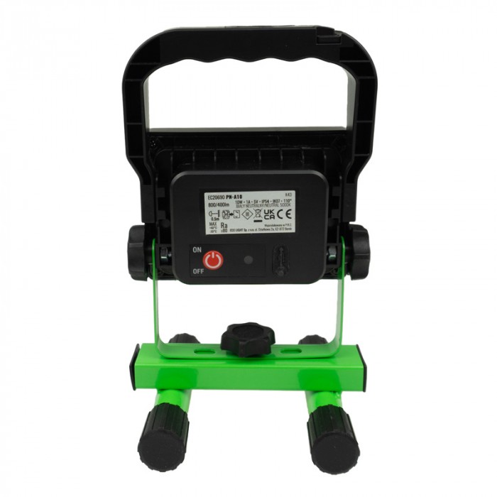 Ліхтар прожекторний Ecolight LED EC20690 10W 5000К 2200MAh 800 Lm чорнийзелений