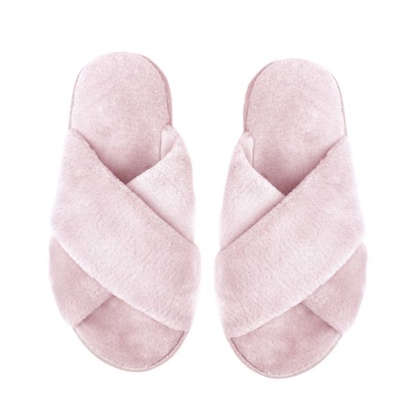 Тапки домашние Twins HS-LUX меховые перекрест р. 38/39 розовый 
