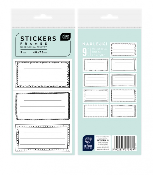 Набор наклеек InterDRUK для тетрадей 9 шт. RAMKI 