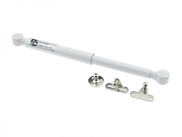 Амортизатор газовий для ДСП 60N в капсулі 3 кріплення білий ПреміумЛайн DC 