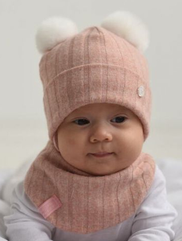 Комплект шапка + снуд для девочек Dembo House Мэри р.38-42 пудровый 