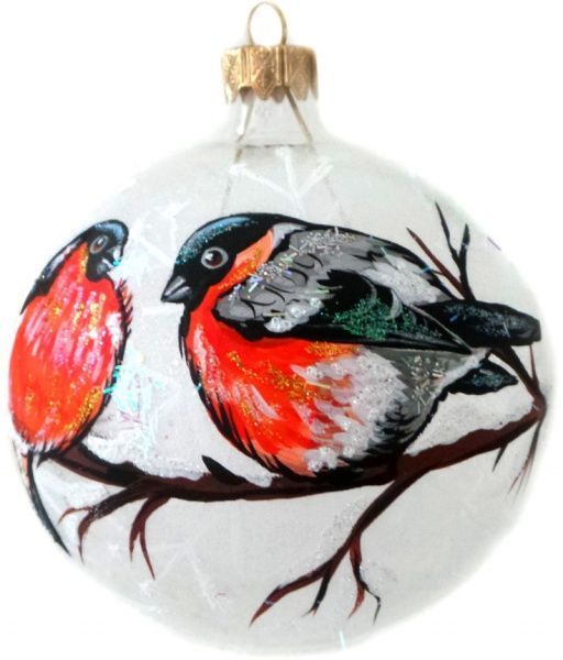 Куля скляна Пташки d100 К-320-100 білий