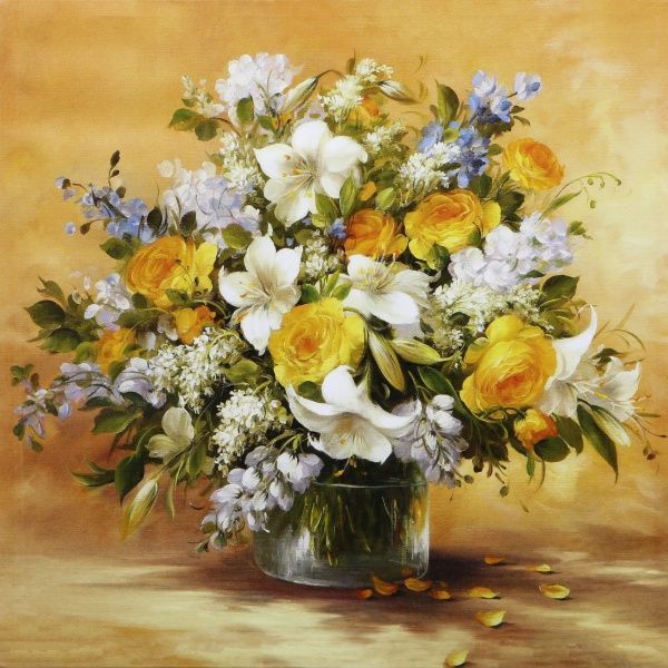 Репродукция Натюрмотрт. Нежный букет 48x48 см 