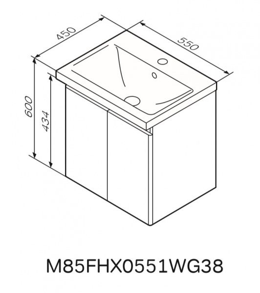 Тумба підвісна AM.PM M85-FHX0551-WC0551WG38X-Joy55смбілийглянець