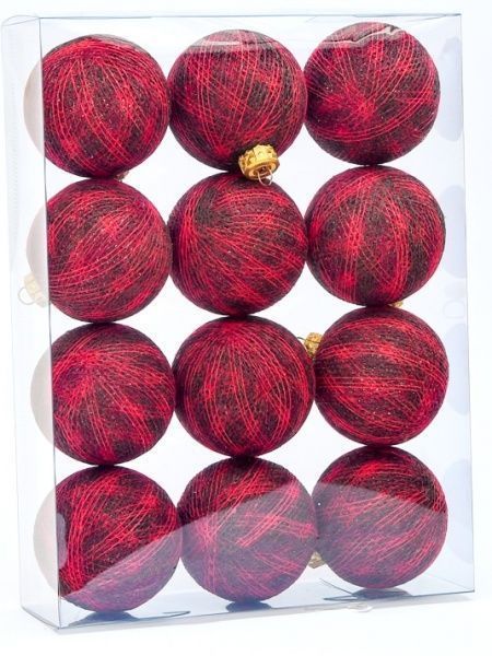 Іграшка на ялинку Котонові кульки 12 шт. Mix red d80 мм 8 см 12 шт./уп. 