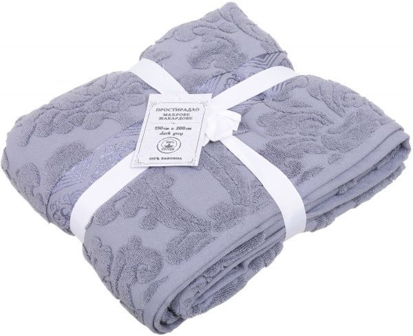 Простынь махра/жаккард 150x200 см темно-синий ТЕКС 