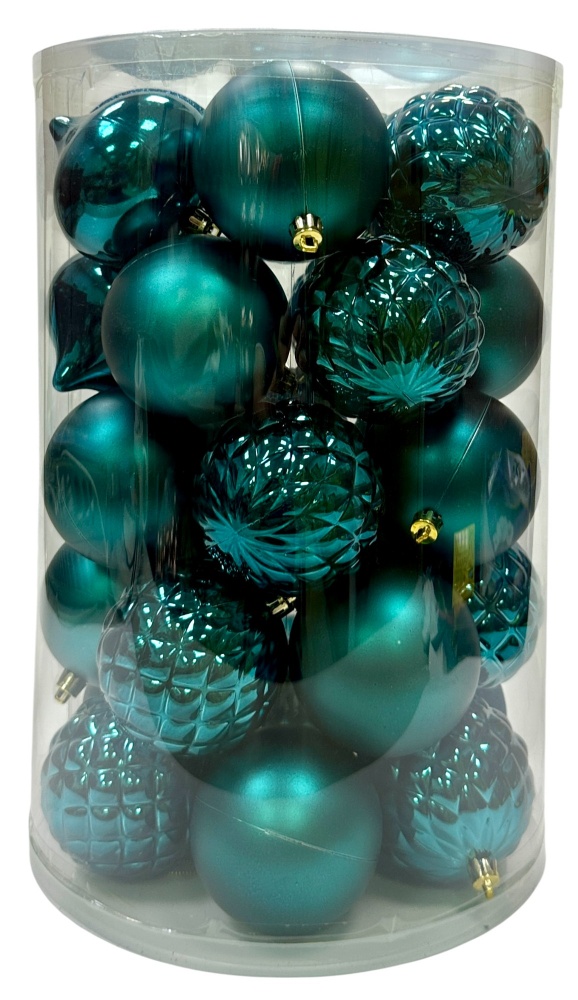 Куля новорічна різноманіття фактури і кольорів 30 шт 8 см в асортименті