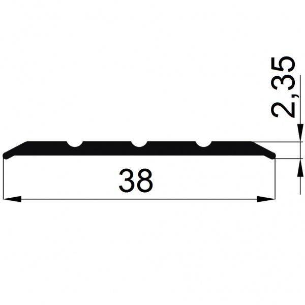 Поріжок алюмінієвий ПАС-1320м АЛЮПРО радіальний з отворами 38х2,35x900 мм дуб мокко 