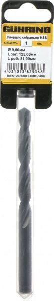 Сверло по металлу Guhring HSS 81x125 мм 9 мм 322041991